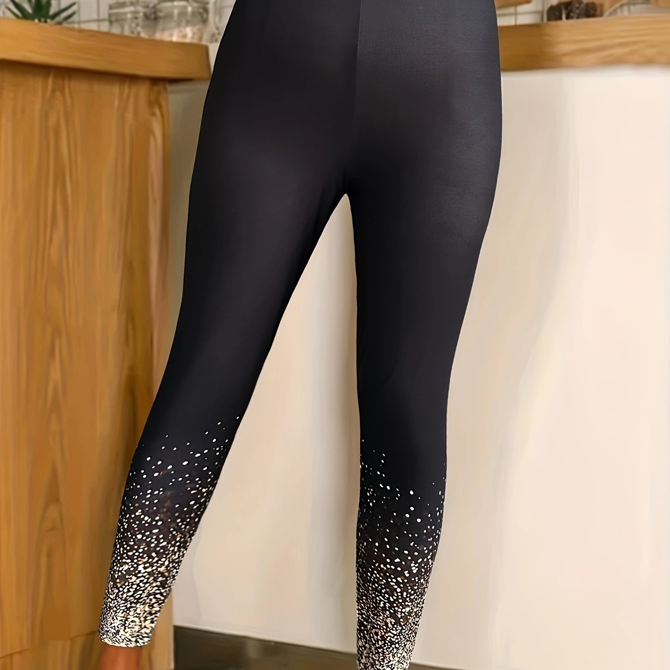 Plus Dot Print High Rise Skinny Leggings