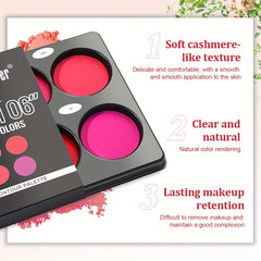 6 Colors Face Blush Palette Matte Mineral Blush Powder Bright Shimmer Face Blush