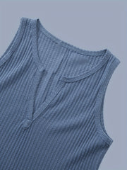 Waffle Tank Top V Neck Sleeveless Summer Top