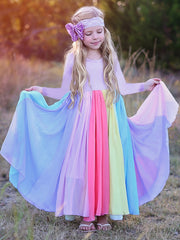 Toddler Girls Rainbow Princess Dress Spring Clothes