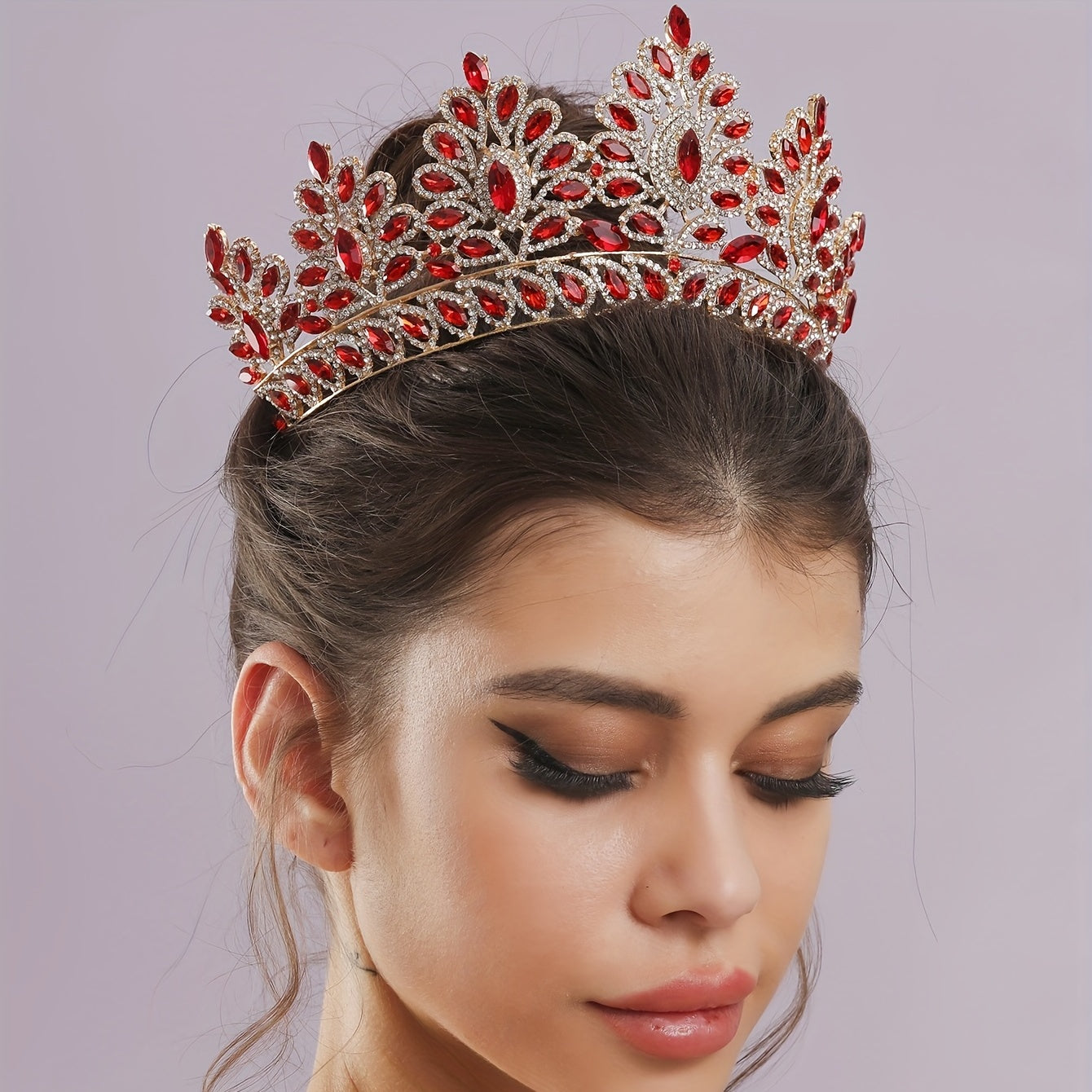 Baroque Crown and Tiara Golden Crystal Bride Wedding Queen Crowns Decorative
