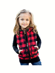 Toddler Girls Christmas Plaid Vest Jacket Coat Winter Warm Clothes