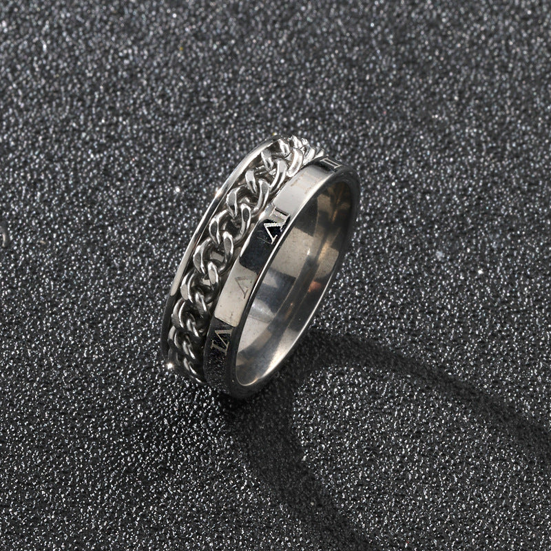 Men's Rotatable Roman Numeral Band Ring
