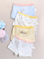 4pcs Girls Boxer Briefs Bear Print 95 Cotton Underwear