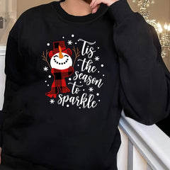 Women's Plus Size Christmas Loungewear Top Snowman Print Long Sleeve