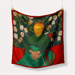 Vintage Green Square Scarf Oil Painting Print Bandana Satin Head Scarf