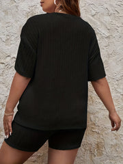 Ribbed Knit Tee & Shorts Pajama Set