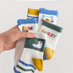 Kids Cartoon Animal Pattern Crew Socks - Thin and Breathable - Spring/Summer