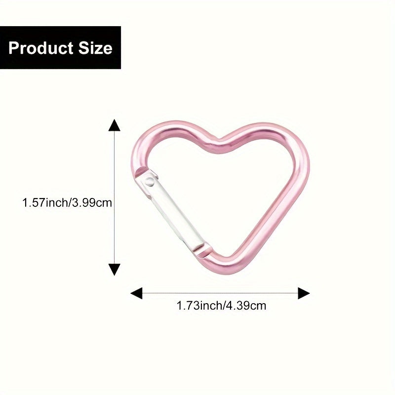 10pcs Heart Shaped Aluminum Keychain Clip Outdoor Camping Hiking Backpack