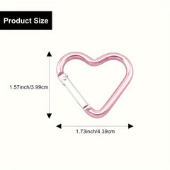 10pcs Heart Shaped Aluminum Keychain Clip Outdoor Camping Hiking Backpack