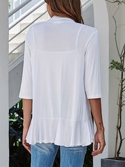Solid Open Front Cardigan Long Sleeve Knit Outwear for Women