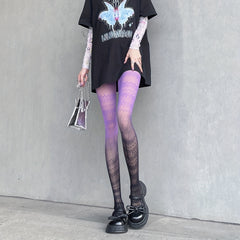 Ombre Jacquard Tights High Waist Mesh Pantyhose