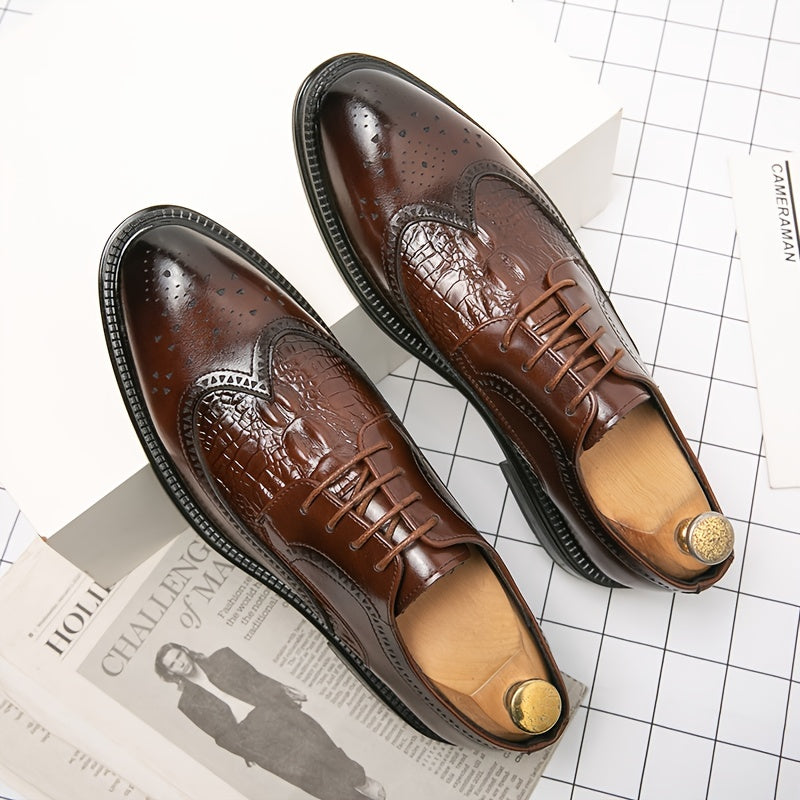 Men's Brogue Wingtip Derby Shoes Lace up Front Dress Shoes