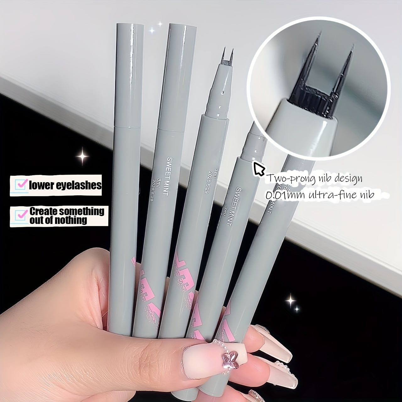 Double Tips Eyeliner Lower Eyelashes Pen 0 01 Ultra Slender Natural Waterproof 3