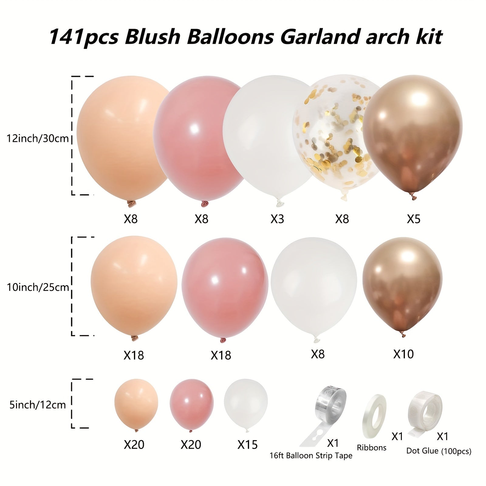 141pcs Blush Balloons Garland Arch Kit for Girls Baby Shower Decor