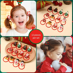 12pcs Christmas Hair Band Elastic Hair Ties for Girls Kids