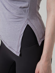 Ruched Side Split Crop Sports Yoga Tee