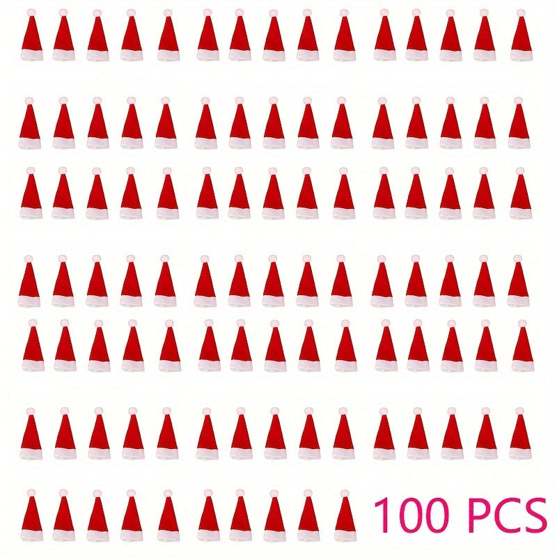 50pcs/100pcs Mini Christmas Hat Red Festive Home Decoration