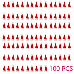 50pcs/100pcs Mini Christmas Hat Red Festive Home Decoration