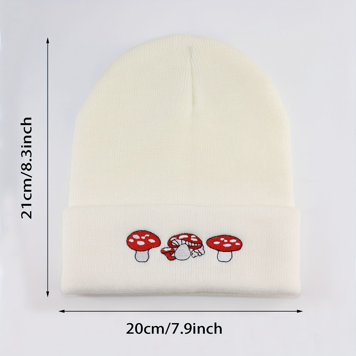 Mushroom Embroidered Beanie Knit Skull Cap Warm Hat Unisex