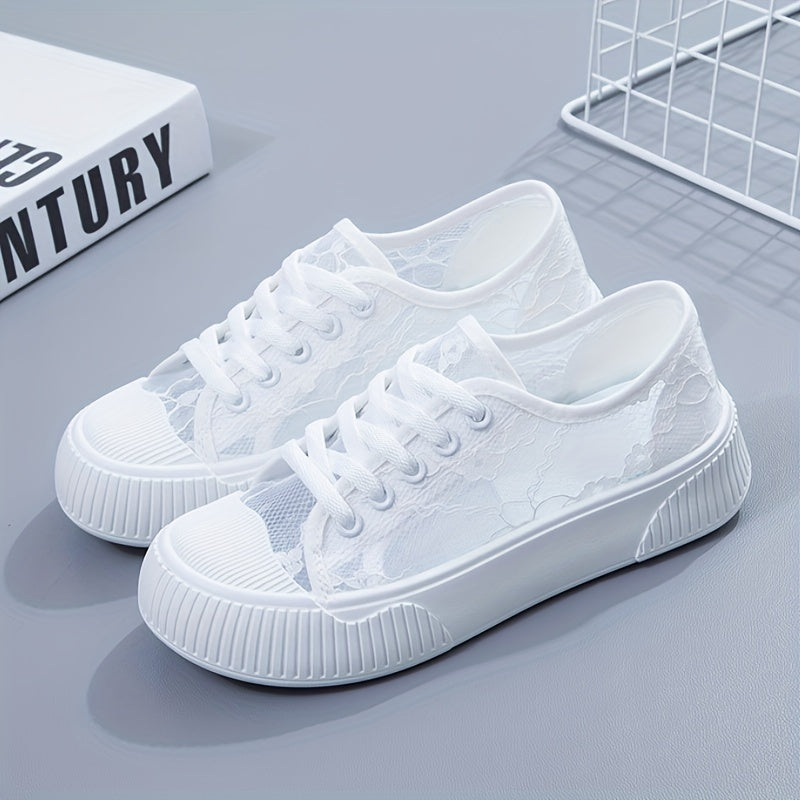 Breathable Mesh Flower Embroidery Shoes Casual Sneakers Women's Footwear
