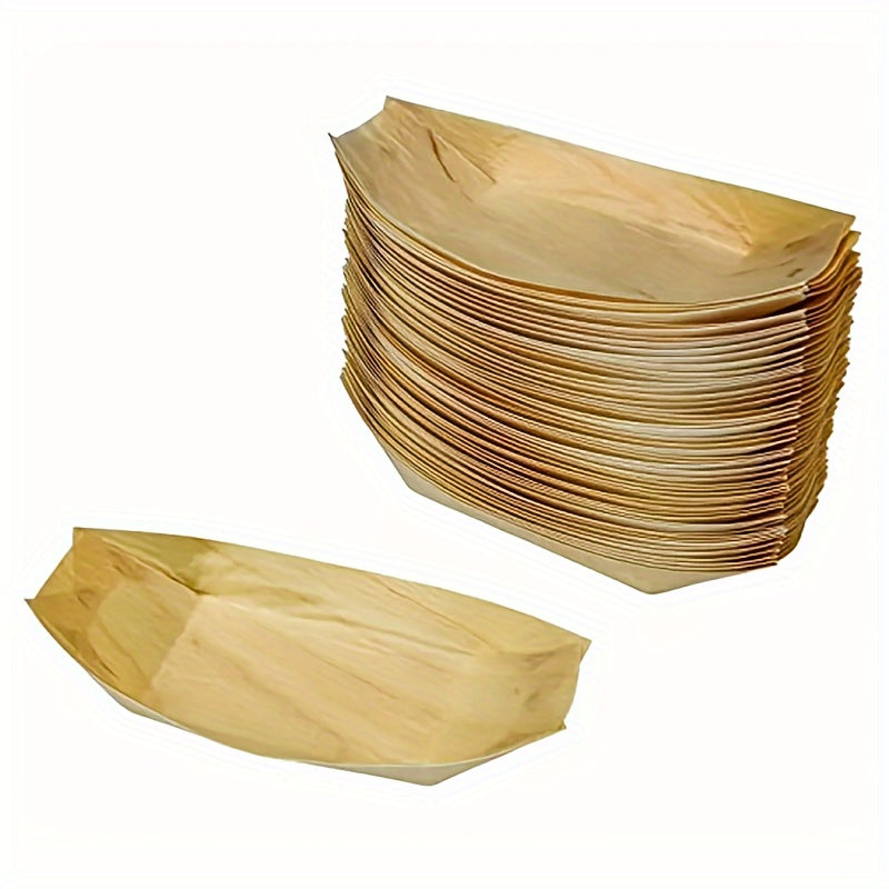 30pcs Disposable Wooden Boat Tray Festive Party Tableware