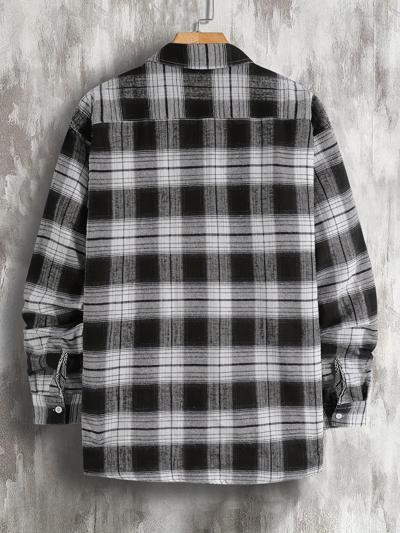 Plaid Print Men's Casual Button Up Long Sleeve Shirt With Pockets
