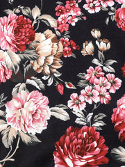 Peony Floral Pattern Girl's 2pcs Long Sleeve Top & Pants Set