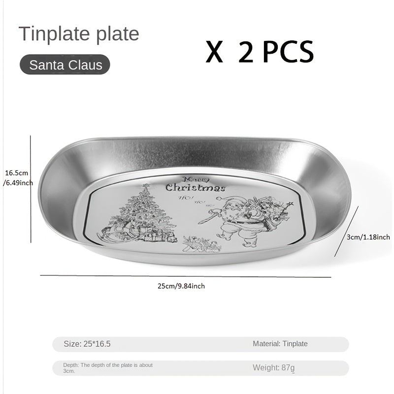 2pcs Vintage Outdoor Plate Camping Dinnerware Grilling Tray