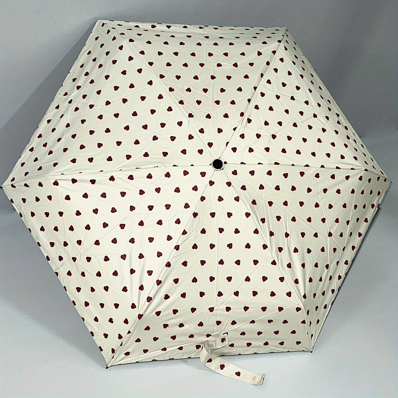 Portable Heart Print Folding Manual Umbrella Mini Parasol Rain Or Shine