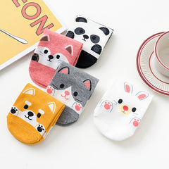 5 Pairs Cartoon Cat Ankle Socks Women's Stockings