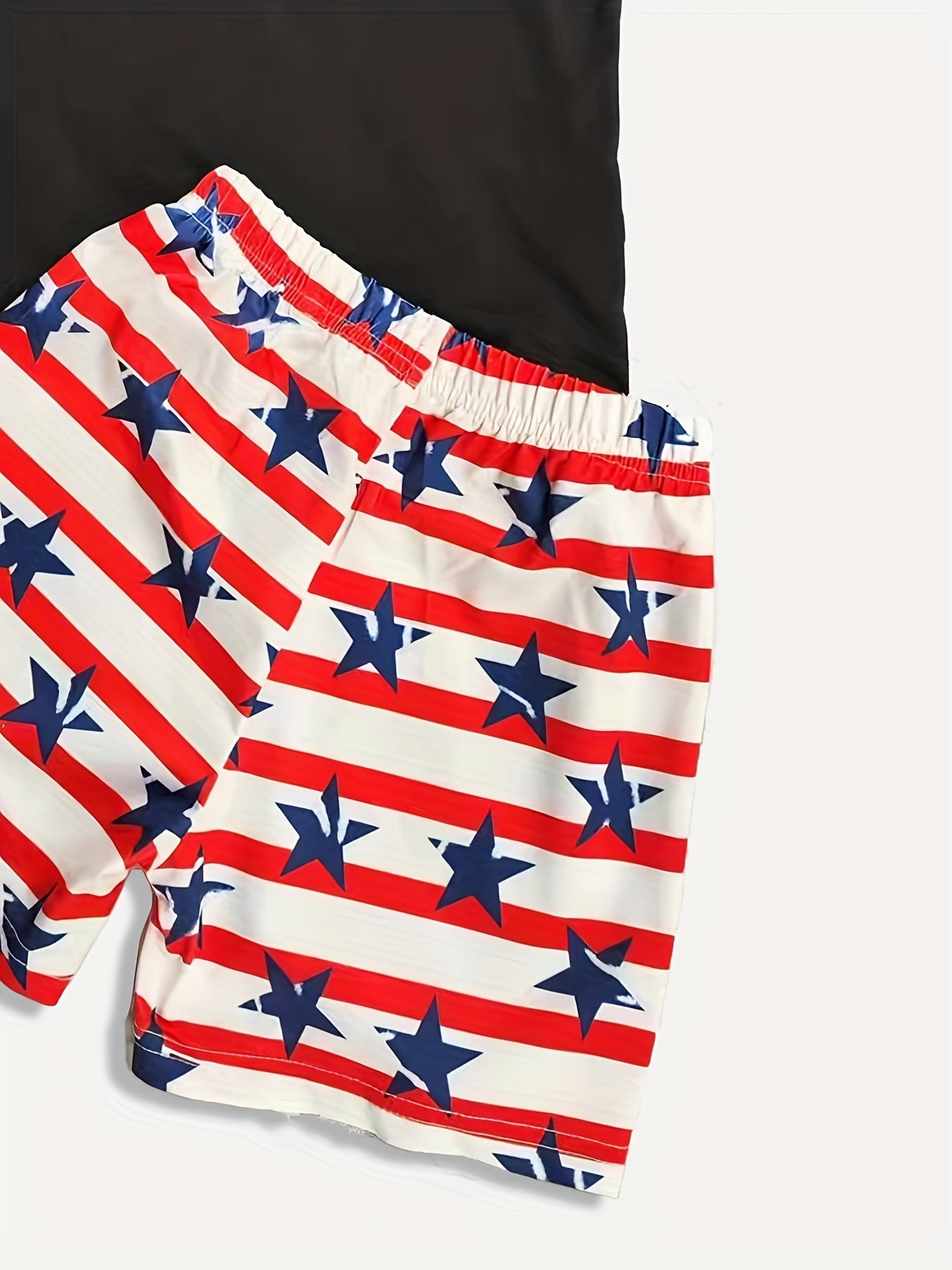 Boys 2pcs T shirt & Shorts Set ALL AMERICAN BOY Stripe Star Crew Neck Tee