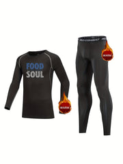 2pcs Kids Compression Fleece Sets - FOOD Pattern Crew Neck
