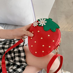 Girls Strawberry Shaped Zipper Shoulder Bag Messenger Bag Coin Purse Wallet