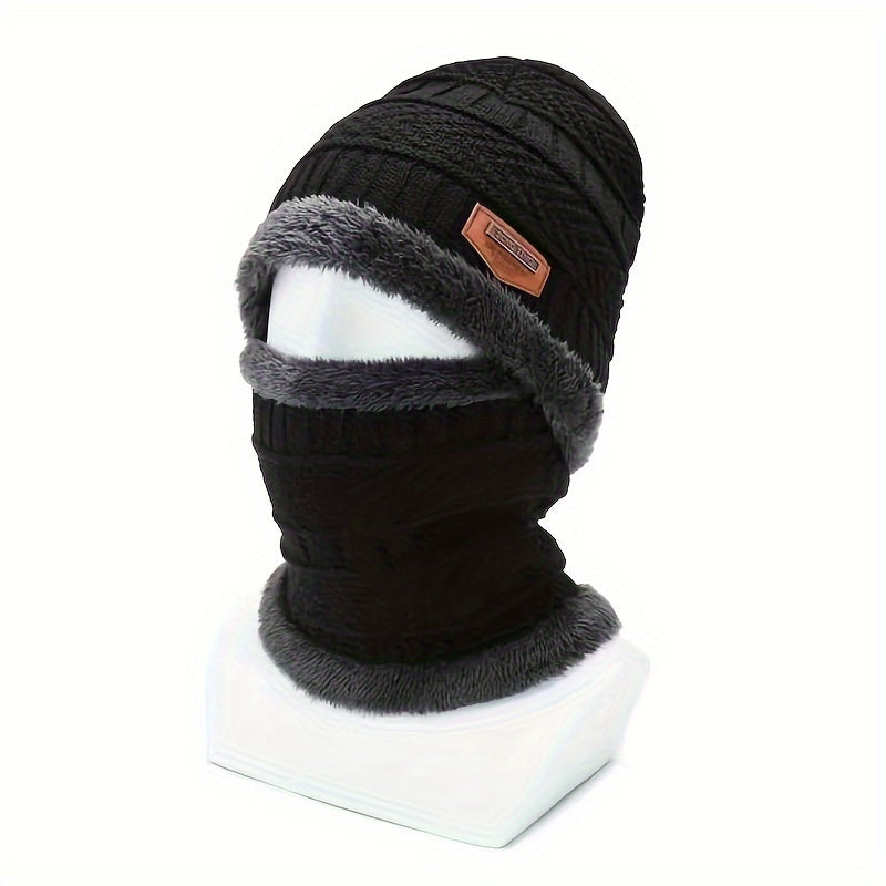 Winter Beanie Hat & Scarf Set Knitted Warm Thick Neck Gaiter Men Women