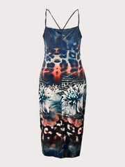 Colorblock Leopard & Floral Print Maxi Cami Dress