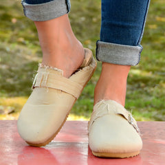 Women's Buckle Flat Mules Casual Slip On Slides Shoes