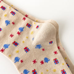 4 Pairs Women's Christmas Tree Mixed Mid Tube Socks