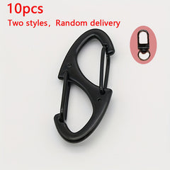 10pcs Stainless Steel S Type Carabiner Keychain Hooks With Lock