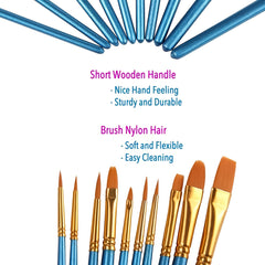 10pcs Paint Brushes Set Art Brush Acrylic Watercolor Artist Professional Kits