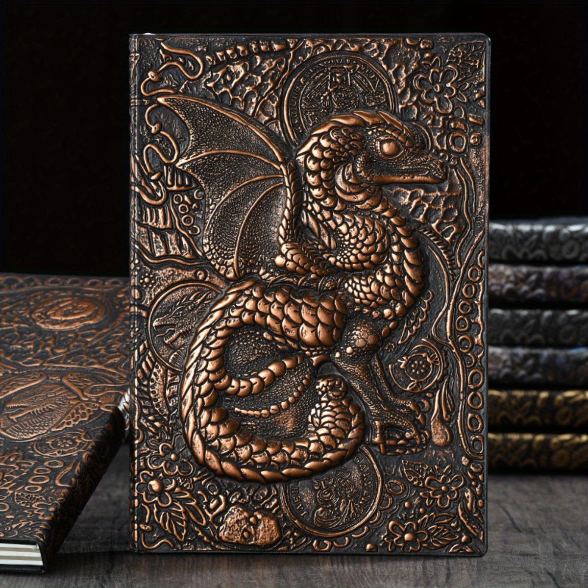 A5 Retro Relief 3D Dragon Notebook, 100 Sheets