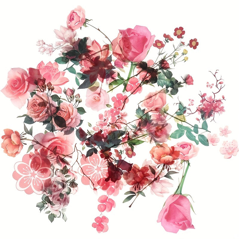 40 Flower Plant Stickers Transparent Decorative Floral Scrapbooking Stick