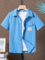 Boys Letter Graphic Print Casual Shirt