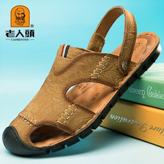 LAORENTOU Men's Wear resistant Non Slip Sandals Closed Toe Comfy Beach Shoes