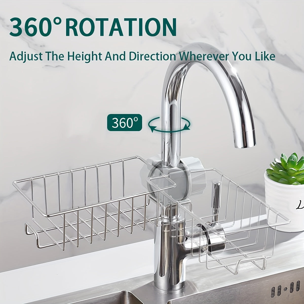 Stainless Steel Over Faucet Storage Rack - Adjustable Height