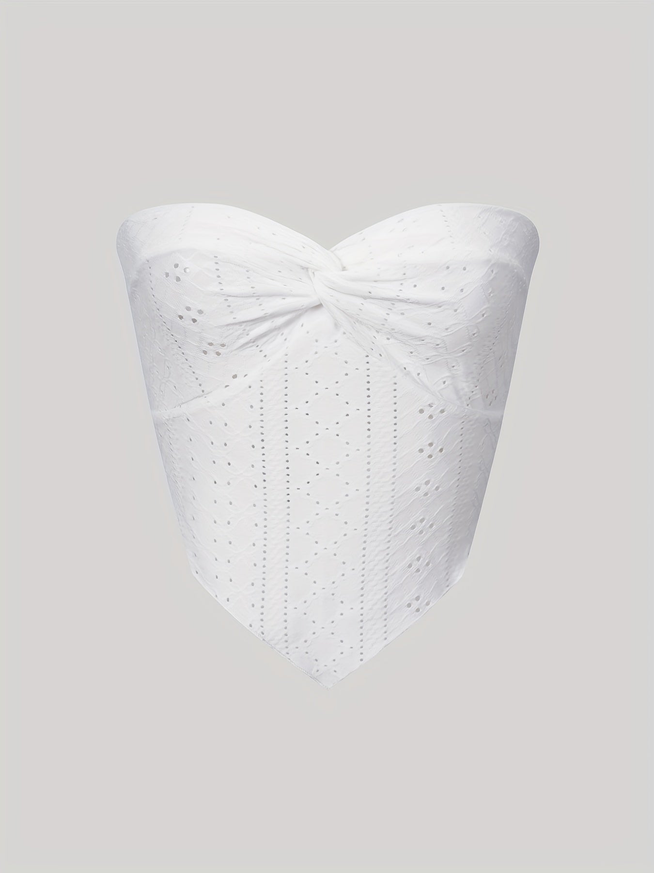 Eyelet Embroidered Strapless Top Summer Women's Clothing