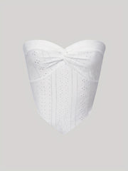 Eyelet Embroidered Strapless Top Summer Women's Clothing