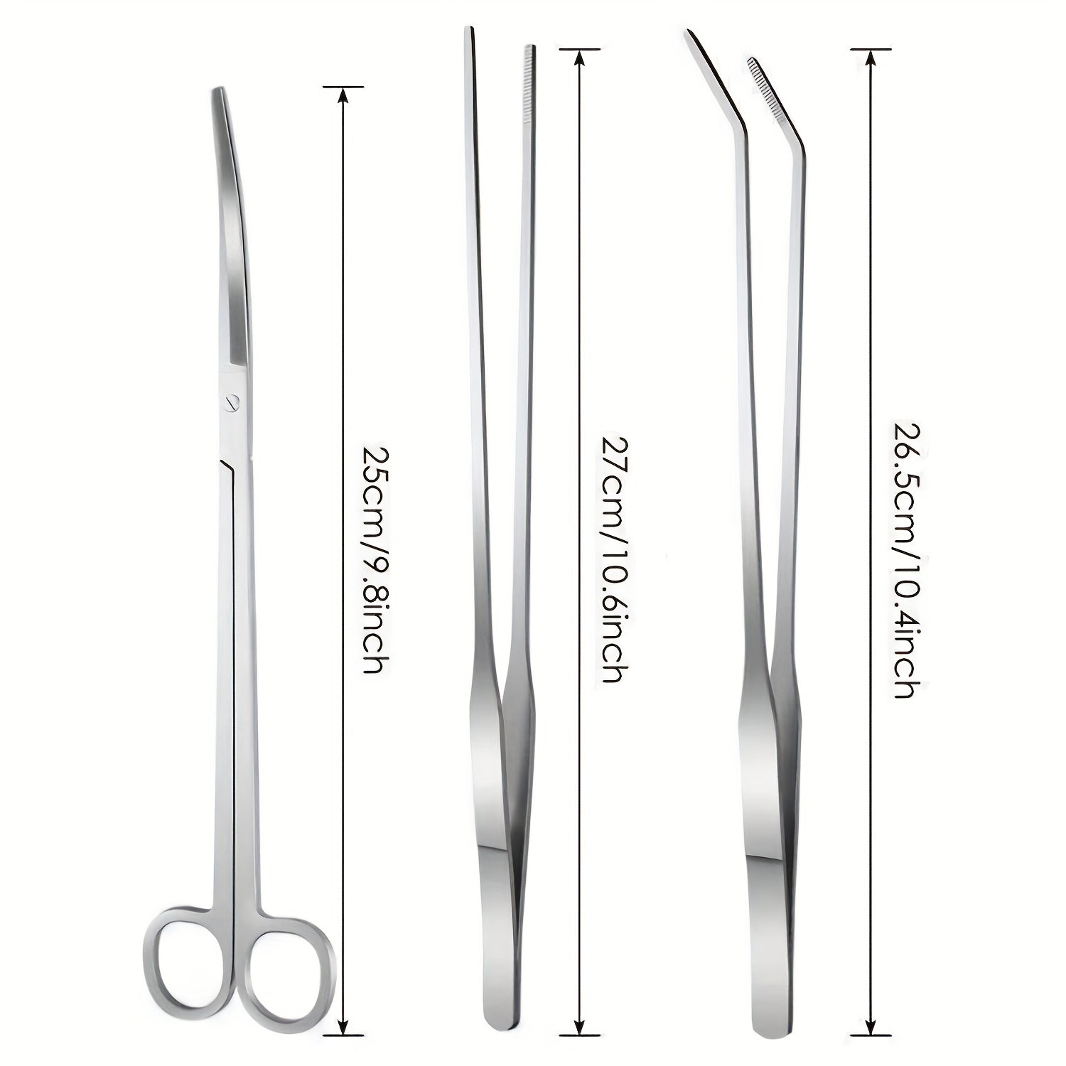 3pcs Long Stainless Steel Aquarium Plant Tools