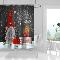 Gray Elf Christmas Snowflake Shower Curtain with 12 Hooks