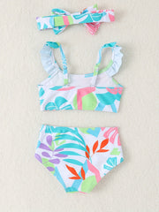 Baby Girl 2pcs Swimsuit Set Crop Cami Top & Shorts With Hair Band